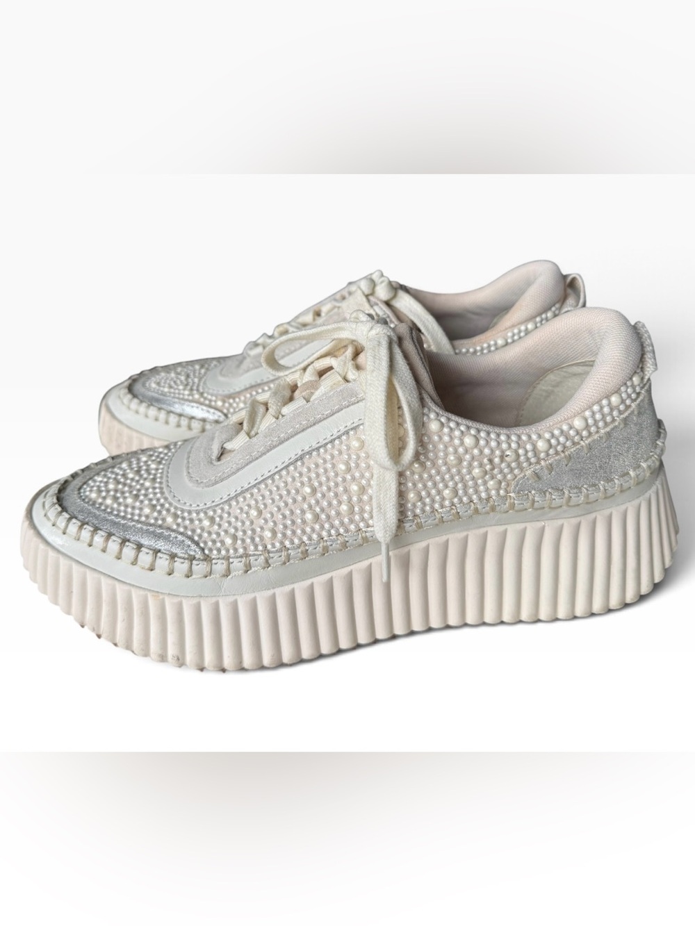 Dolce Vita Dolen Pearl Platform Sneakers Vanilla Size 8.5